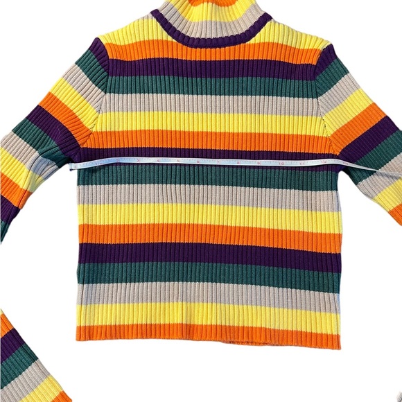 CIDER WOMENS COLORFUL STRIPED CROPPED TURTLENECK NWT - Picture 8 of 9